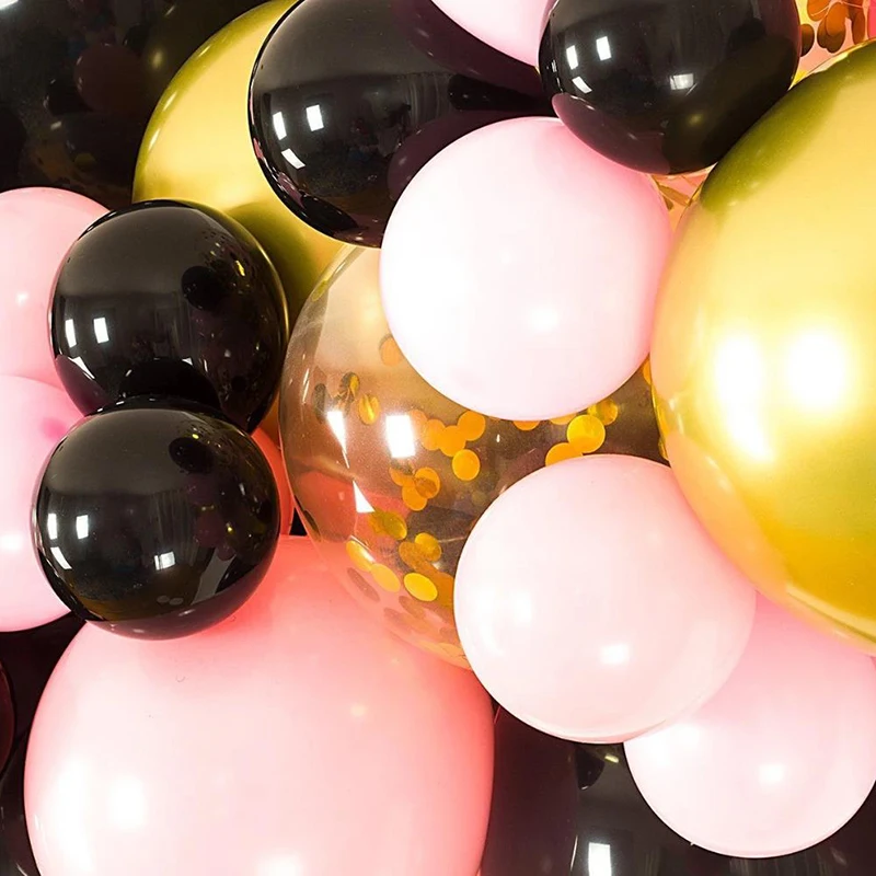 56 шт. белого золота конфетти черный розовый металлические шары Арка комплект