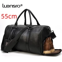 100 genuine leather men women travel bag soft real leather cowhide carry hand luggage bags travel shoulder bag male big handbg