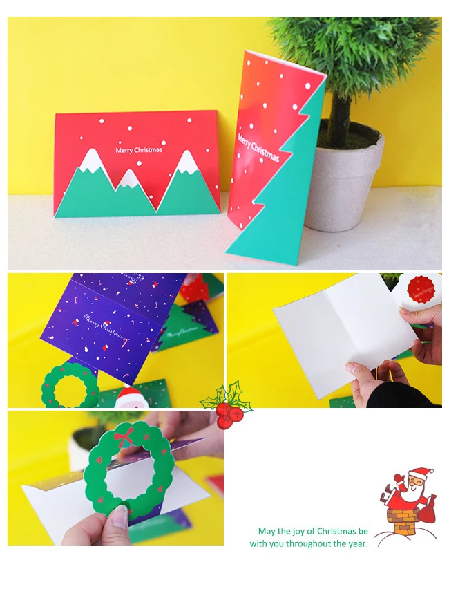 1 шт рождественские Санта Клаус мультфильм всплывающие открытки X-mas 3D Поздравительные открытки вечерние Пригласительные открытки счастливый год открытки спасибо