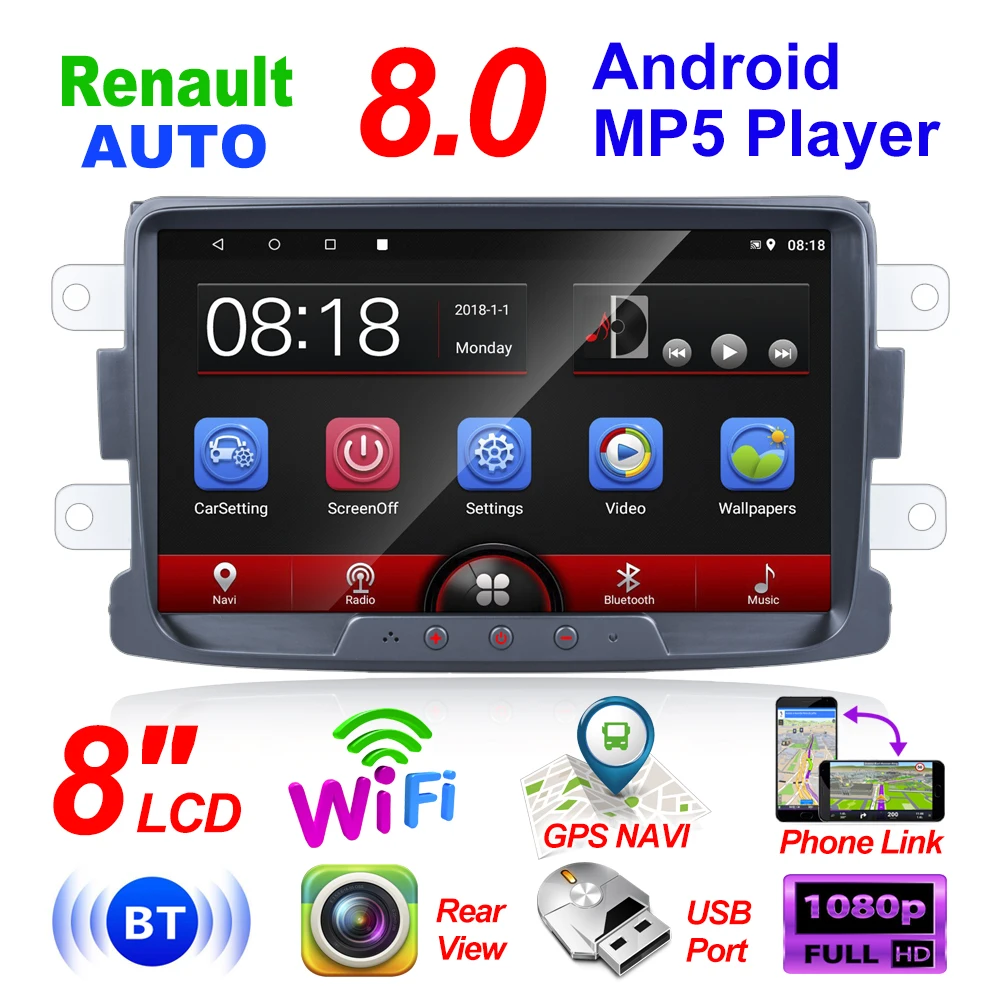 8 дюймов Android Smart Radio 2 Din автомобильный стерео WIFI GPS система для Dasia Logan Duster Sandero Lodgy