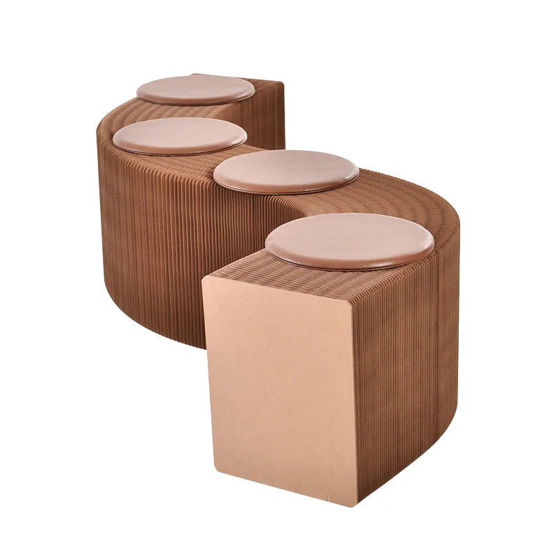 

Folding Retractable Creative Paper Sofa Portable Space Saving Furniture Chair Living Room Paper Bench Pouffe Folding Stool