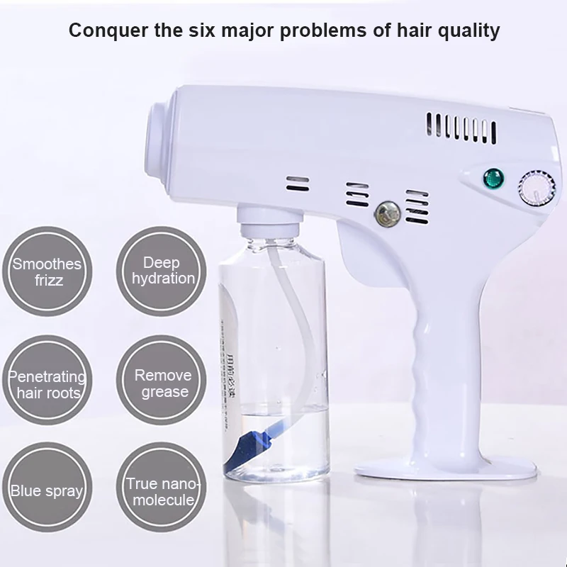 

Handheld Atomization Disinfection Blue Light Nano Steam Gun Ultra Fine Aerosol Water Mist Trigger Sprayer Hair Spray Machine