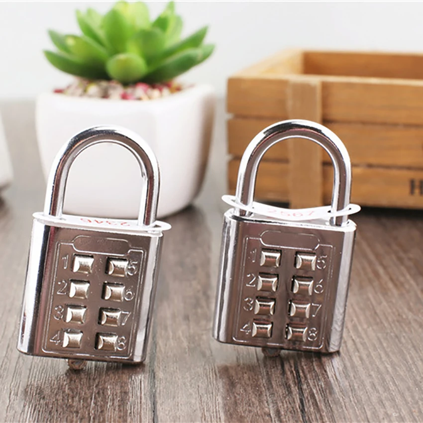 

8 Digit Push Button Number Combination Padlock Mechanical Code Lock Wardrobe Password Lock Luggage Travel Safe Locks Zinc Alloy