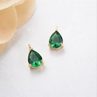 new real gold color plated brass inlaid crystal waterdrop charms for diy necklace earrings pendant jewelry making accessories