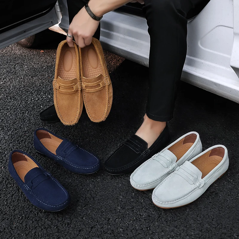 

Men's Suede Shoes Men Leather Casual Shoes Fashion Loafers Moccasins Breathable Non-slip Driving Shoes Light Comfortable Shoe 47