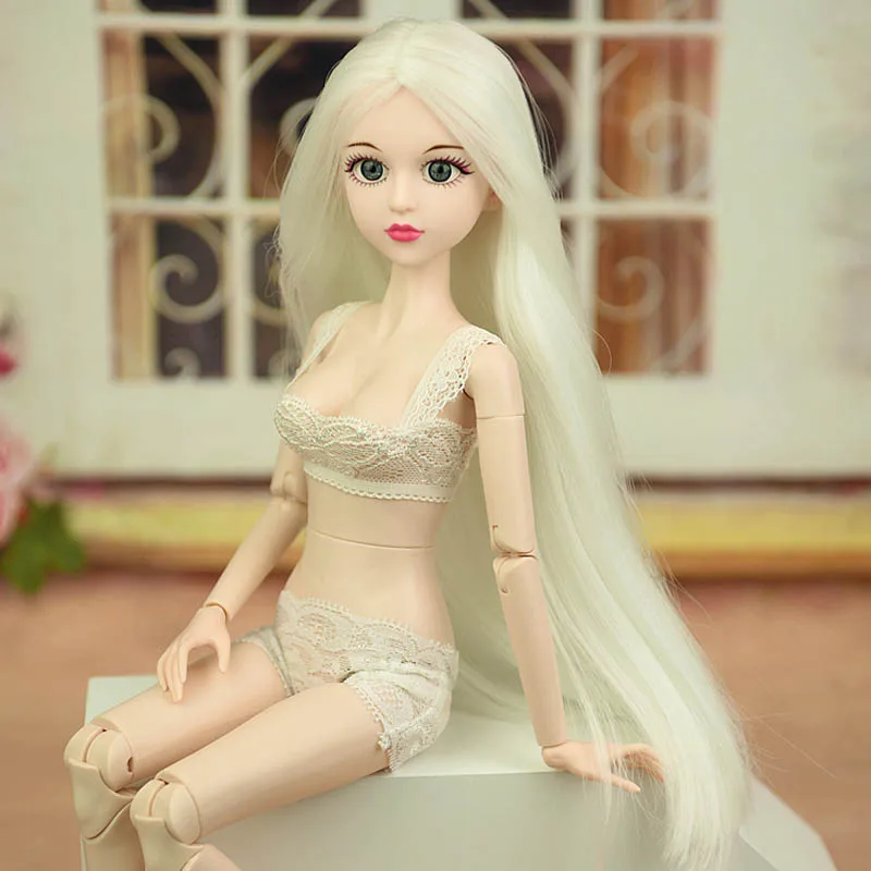 Белая Серебристая кукла Синьи обнаженные волосы 1/4 BJD 3D реалистичные глаза голые