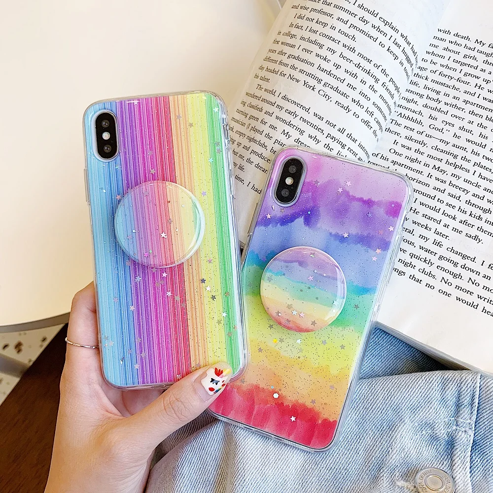 Радужный эпоксидный чехол i11 Pro для телефона iPhone 11 MAX XS X XR силиконовый держатель 8 7