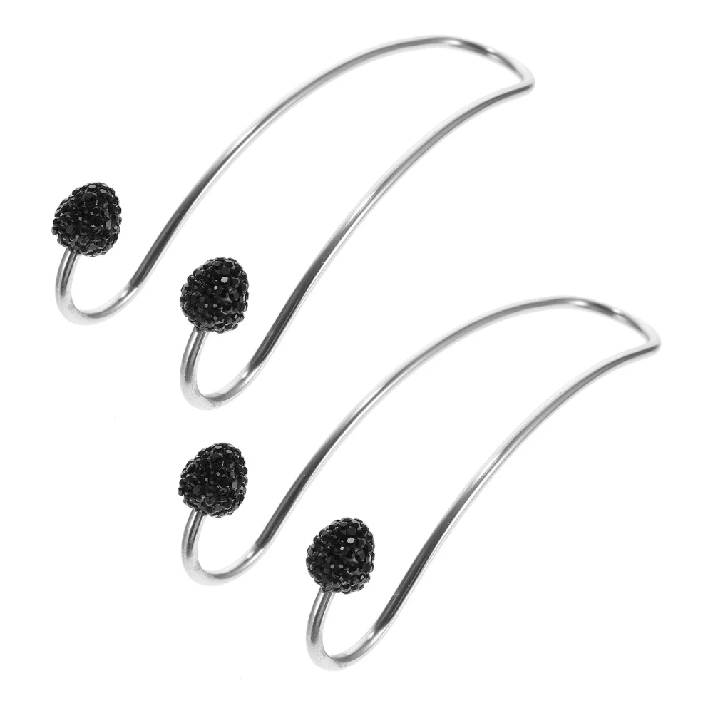 

2PCS Car Back Seat Hook Stainless Steel Rhinestone Double Hook Storage Hanger