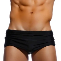 sexy mens swimwear solid black swim boxer briefs bikini brazilian cut surf trunks swimsuits underwear beach sports shorts