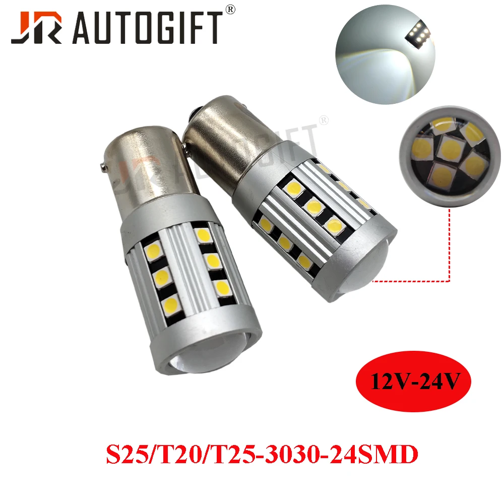 10PCS Car-styling 3030 24 SMD 1156 1157 3156 3157 7440 7443 Base Type Led Bulb 12V-24V Parking Driving Backup Turn Tail Light | Автомобили