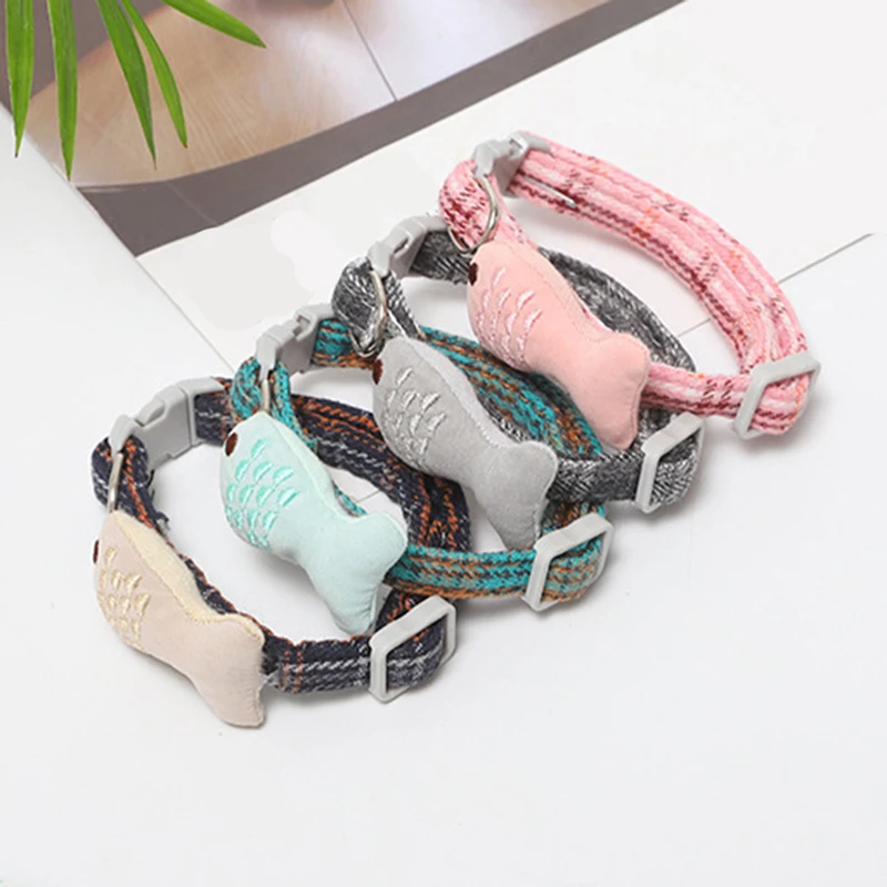 Рыба Шарм кошачий ошейник безопасный эластичный регулируемый клетчатый для