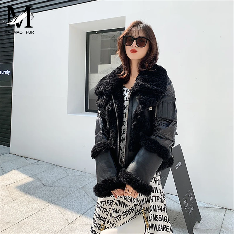 Women's Down Coat Leather Sheepskin Winter 2019 Fashion Thicken Fur Short Style Ladies White Duck Jacket | Женская одежда