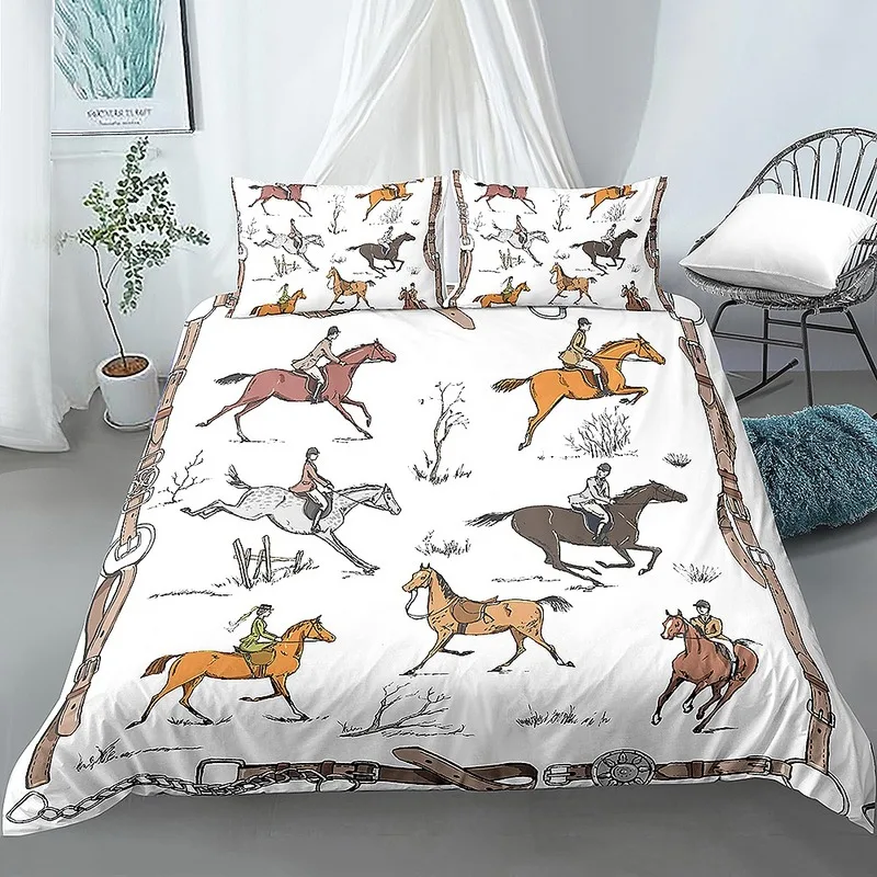 Красивая Лошадь Единорог корова животный принт Стёганое одеяло крышка