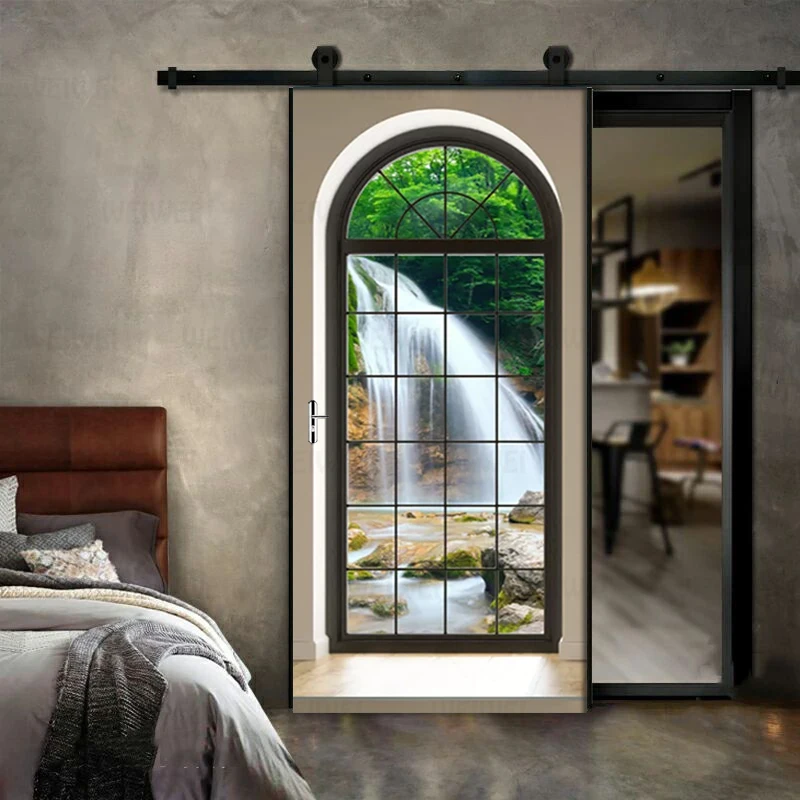 2 шт./компл. водопад пейзаж за окном 3D Наклейка на стену дверь ПВХ самоклеящиеся