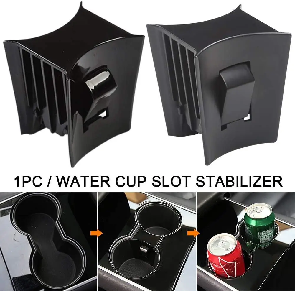 

Car Cup Holder Limiter Insert Water Cup Slot Stabilizer Clip Storage Box Non-slip Center Console Cup Holder For Tesla Model 3