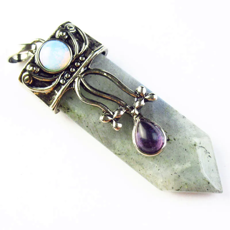 Кулон из натурального Лабрадорита опал Опалит и аметиста|Шармы| |