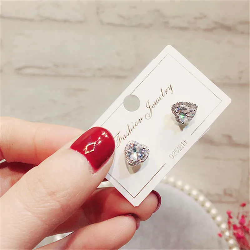 Женские серебряные сережки гвоздики S925 свадебные серьги класса ААА с кубическим