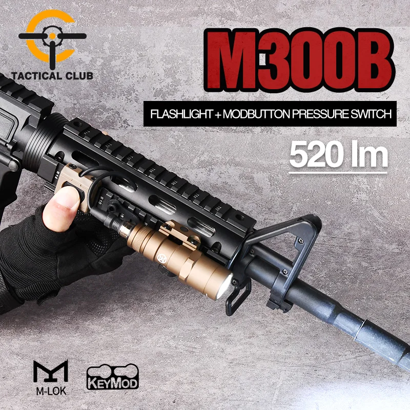 

WADSN Tactical M300B Scout light Surefir M300 LED Flashtlight Remote Switch ModButton Airsoft Hunting Gun Weaponlight 20mm Rail