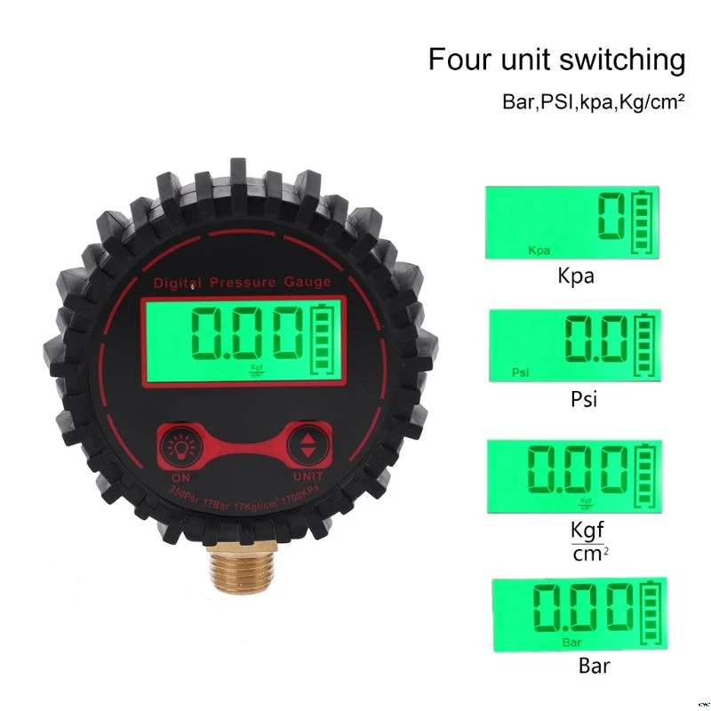 Датчик давления в шинах 0 250 PSI цифровой манометр 1/4 дюйма с фонариком для