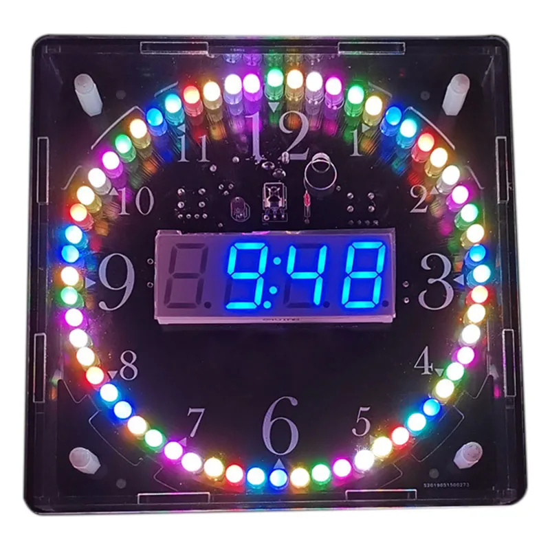 

DIY Electronic Kit LED Clock Sodering Project Kit Colorful LED RGB Color Spectrum Music Alarm Clock Remote Control