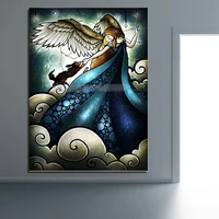 5d diy diamond painting fantasy dogs do go to heaven angel diamond embroidery cross stitch painting wall decor needlework gift