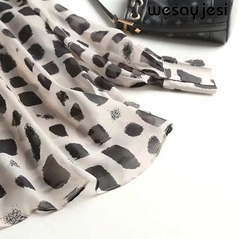 2020 za в английском стиле Офисные женские туфли горошек элегантные шелковая блузка