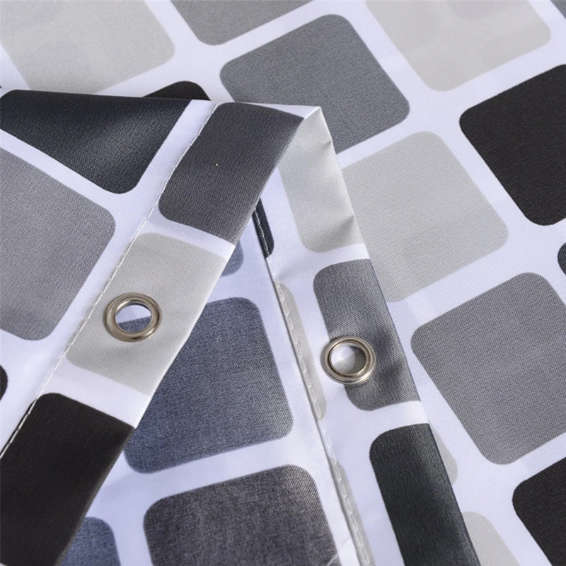 Black+white+gray Plaid Bathtub Bathroom Fabric Shower Curtain Waterproof Mildewproof With 12 Hooks Bath Curtains 200X200cm | Дом и сад