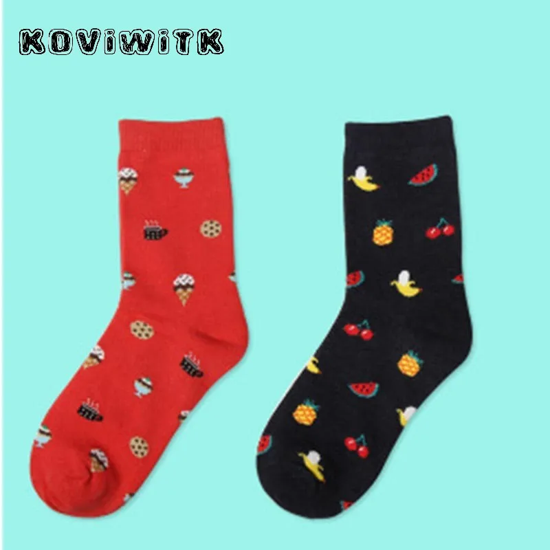 Удобные дышащие носки для пар с фруктовым узором skarpetki fashion moomin beautiful mujer chaussettes |