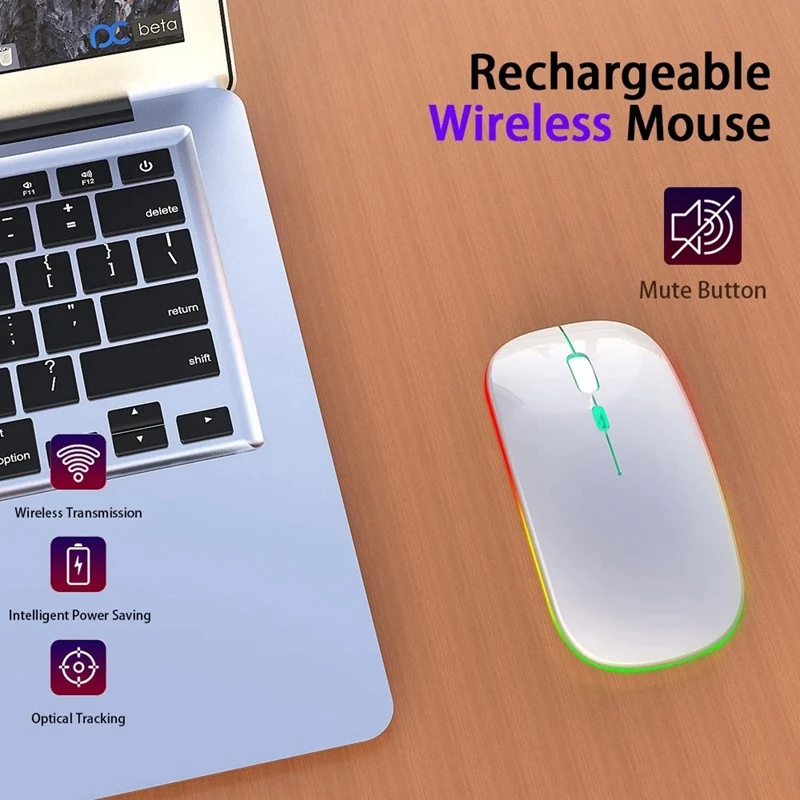 

M40 Ultra-Thin Wireless Mouse 2.4G Rechargeable Wireless Silent Mouse Ergonomic Design 3 Adjustable DPI Silver