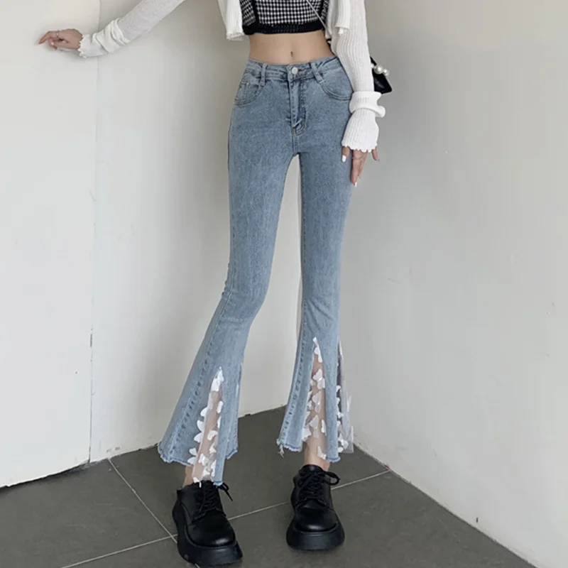 

Джинсы-Капри женские расклешенные с высокой талией, на осень/зиму