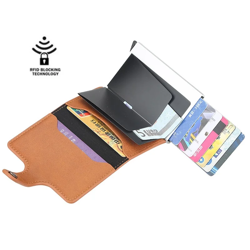 Rfid Блокировка защита для мужчин id кредитный держатель карт кошелек кожаный