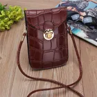 Сумки-мессенджеры мобильный телефон для женщин, маленькая сумка на плечо из искусственной кожи крокодила, черный клатч с клапаном