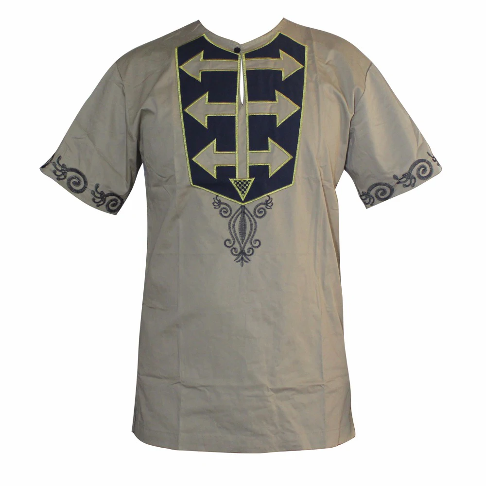 Рубашка мужская африканская стрела узор вышитый Тонкий Топ dashiki для мужчин