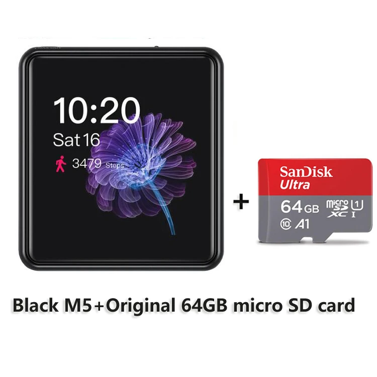 Black with 64G Card FiiO M5 ультра-портативный аудио плеер высокого разрешения AK4377 цап поддержка USB ЦАП функция счетчика шагов - Цвет: Black with 64G Card
