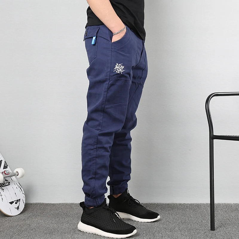 Japanese Vintage Fashion Men Jeans Embroidery Designer Casual Cargo Pants Men Overalls Streetwear Hip Hop Joggers Harem Trousers