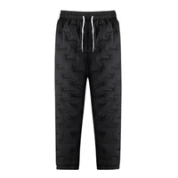 winter 2021 down men pants solid color wear resistant thicken elastic waist pockets down pants windproof extra thick for home