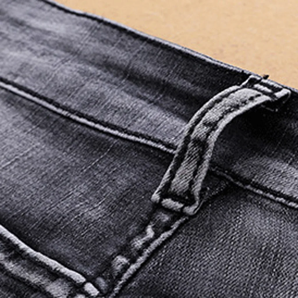 Мужские брюки в стиле хип хоп модные обтягивающие джинсовые на молнии облегающие