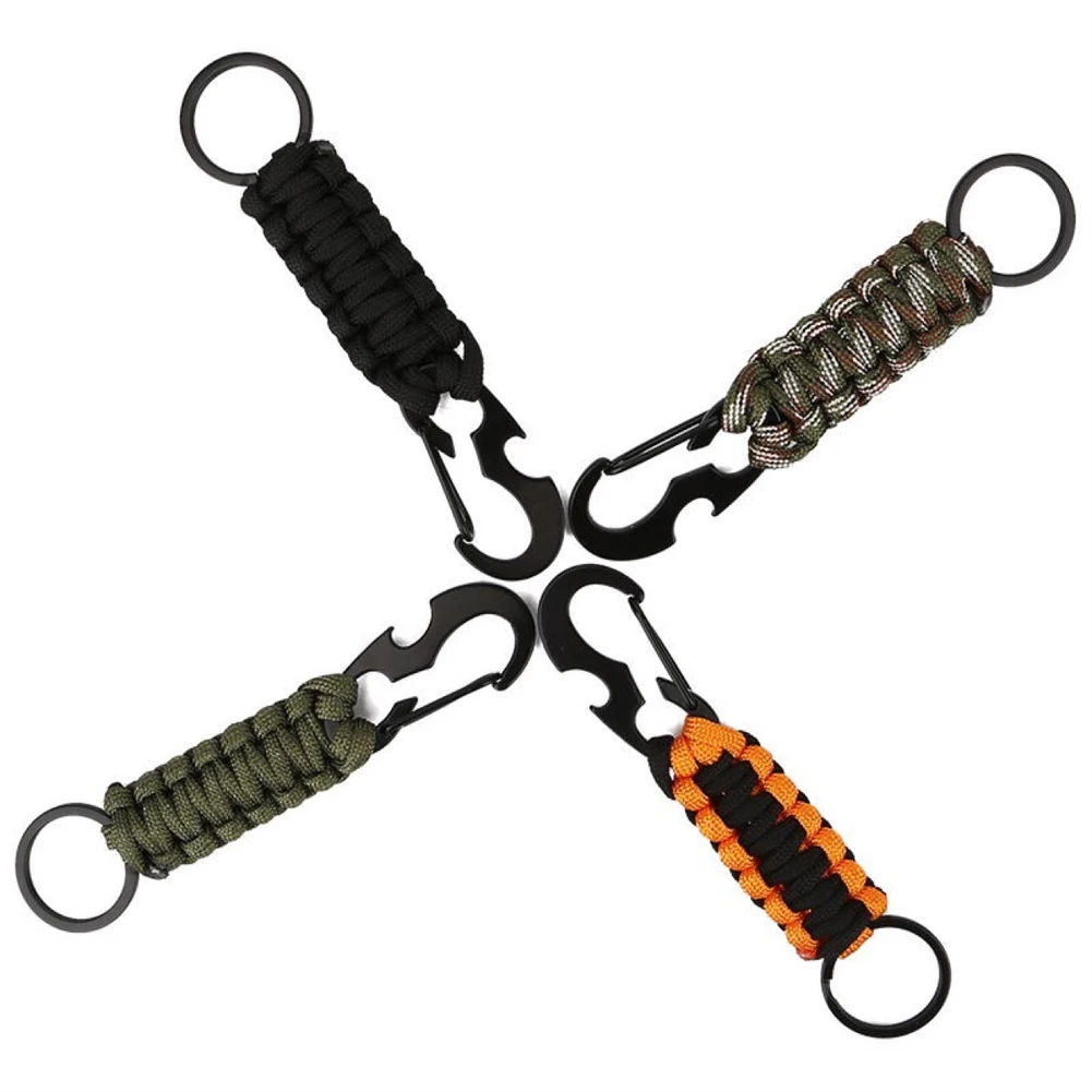 

Outdoor Keychain Ring Camping Carabiner Military Paracord Cord Rope Camping Survival Kit Emergency Knot Bottle Opener Tools