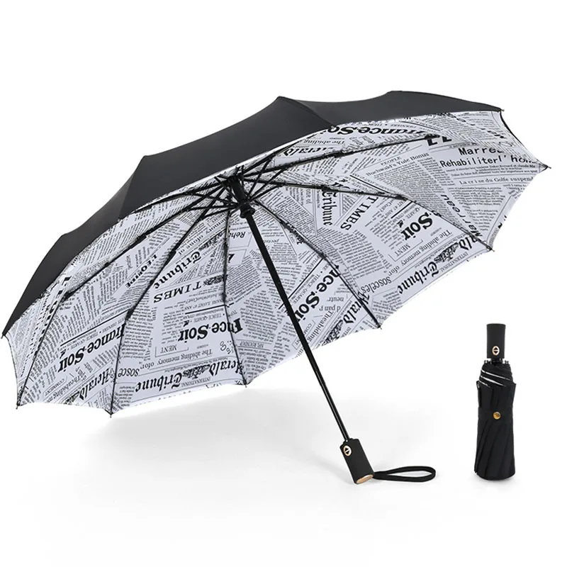 

Portable automatic double umbrella 10 bone umbrella high densit windproof gold handle 0% men's business umbrella free shipping
