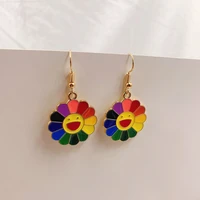 cartoon cute resin earrings colorful sunflower drop earrings for girls women children birthday gift lovely jewelry