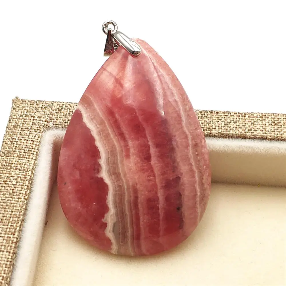 Высокое качество натуральный розовый красный родохрозит кулон 41x29x8 мм капли воды