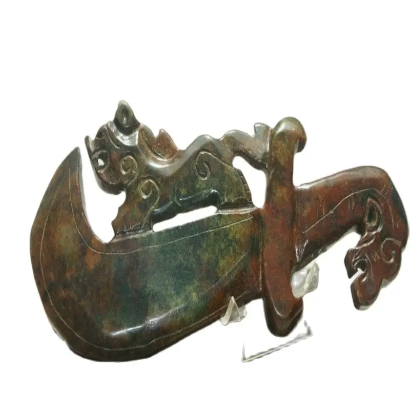 

Chinese ancient jade dragon knife hand carved antique collections