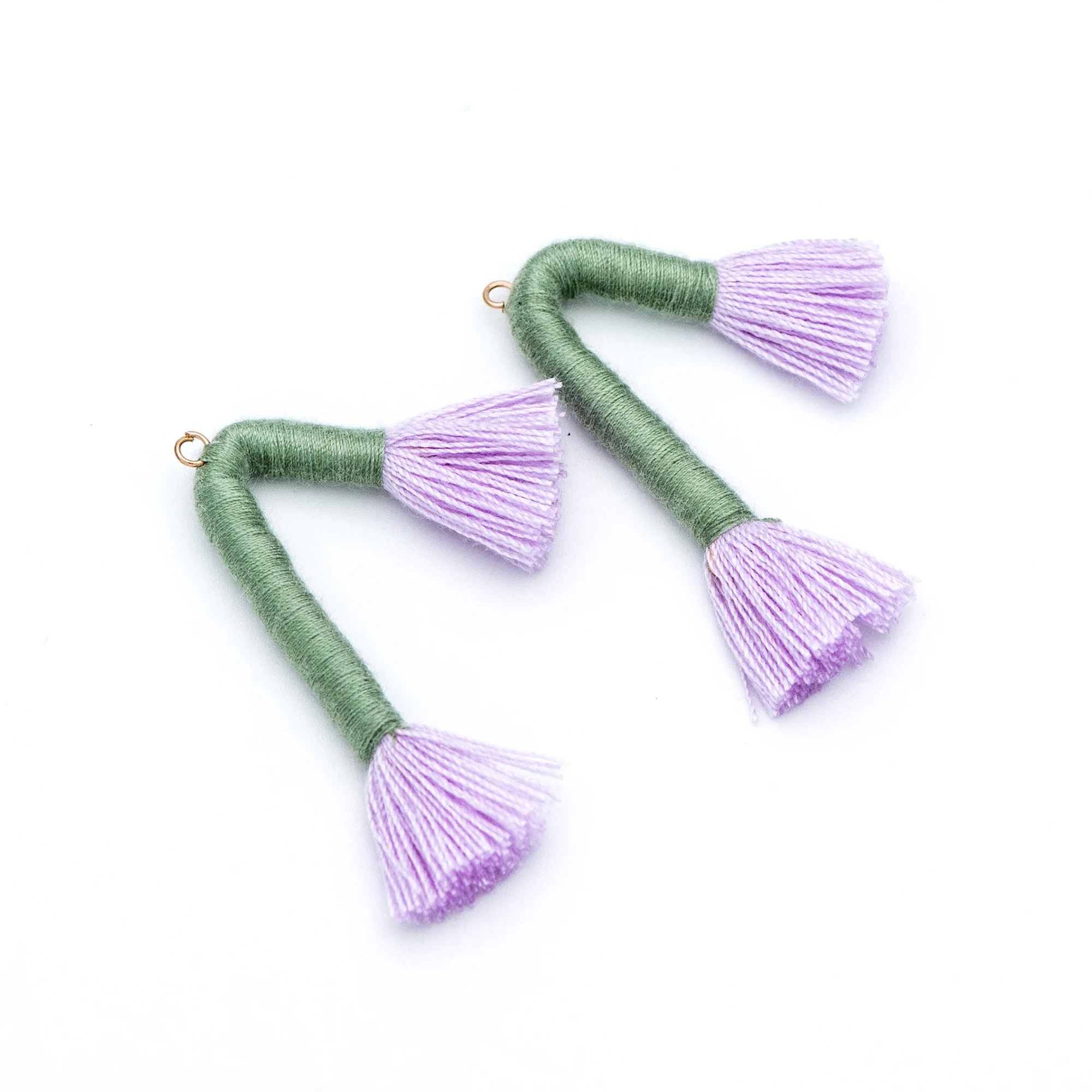 

10 шт хлопковые Подвески с кисточками 45x41 мм, подвески с кисточками для сережек, ювелирные украшения с кисточками для брелоков, фиолетово-зел...