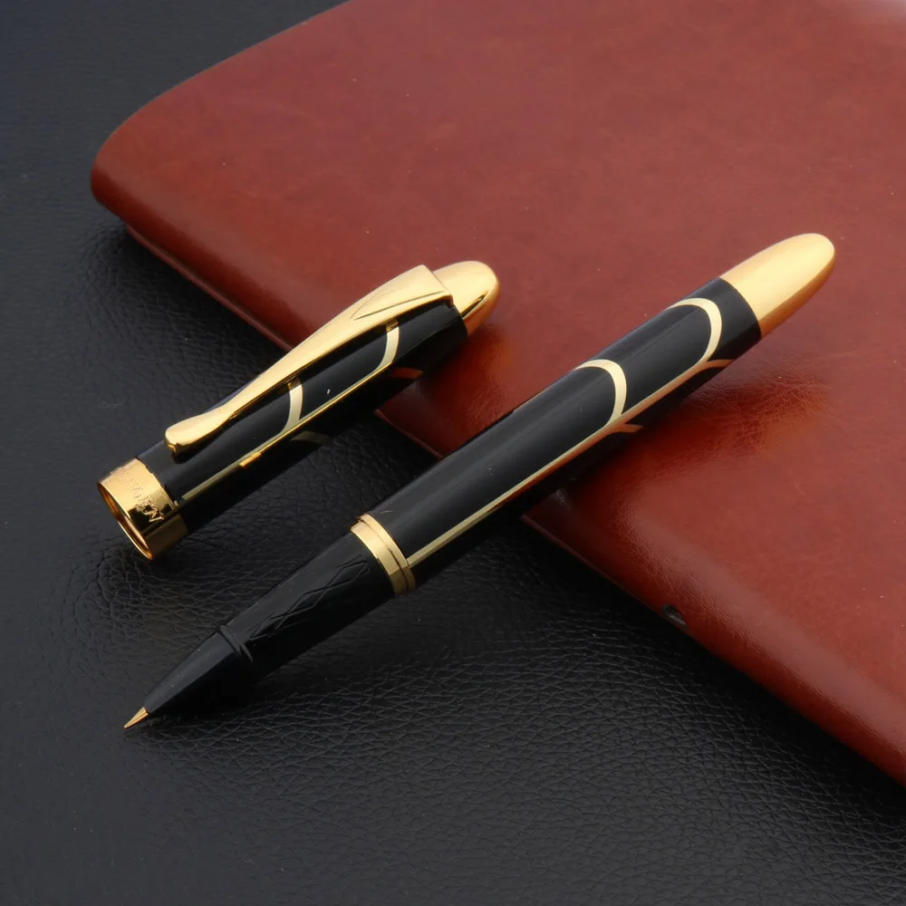 8011 черная металлическая новая золотая иридиевая перьевая ручка | Канцтовары для