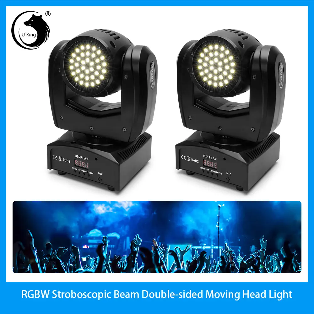 Double Side Moving Head Stage Light RGBW Stroboscopic Beam 14CH DMX Sound Control for DJ Bar Club Party Show