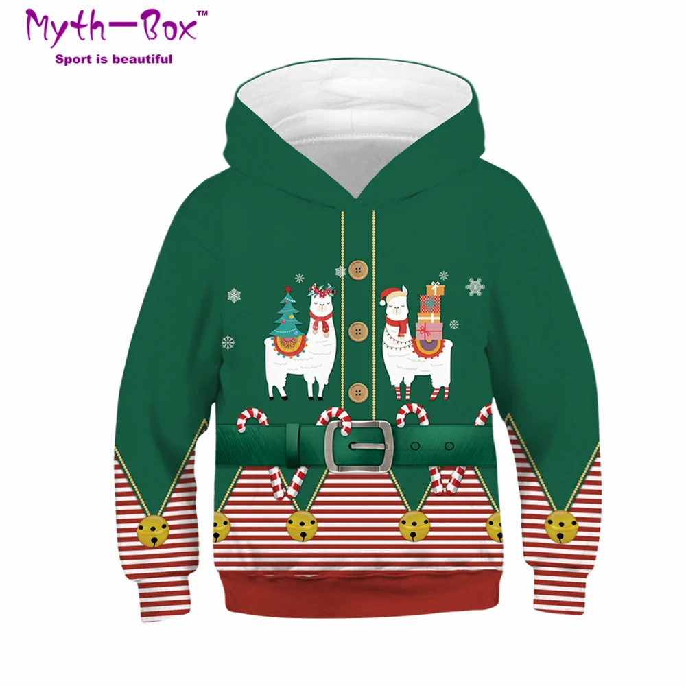 Рождественские детские толстовки с капюшоном свитера рисунком одежда для детей