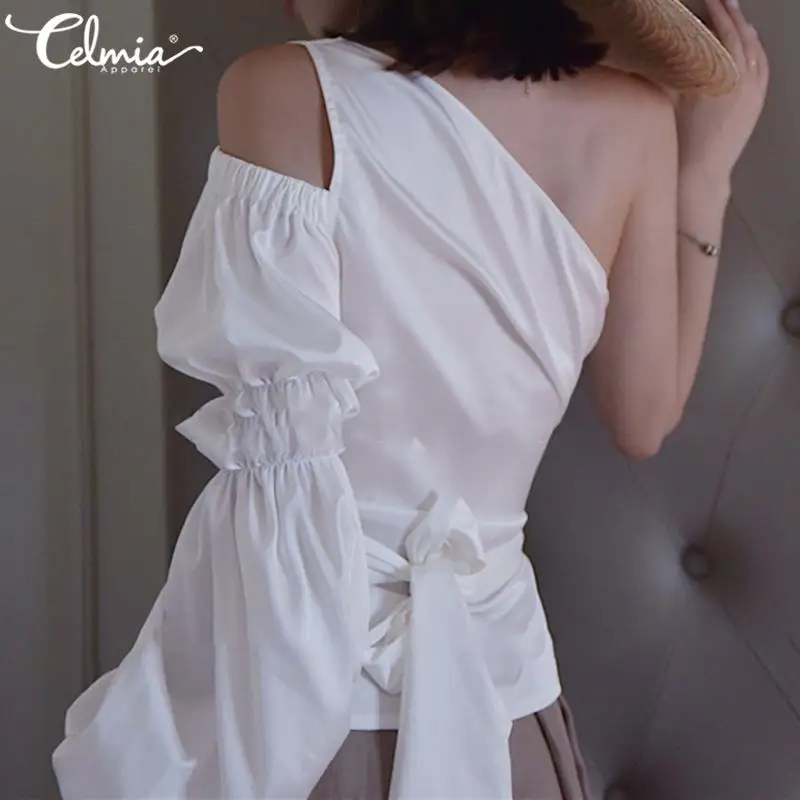 Женская Повседневная Блузка Celmia повседневная однотонная блузка с воротником