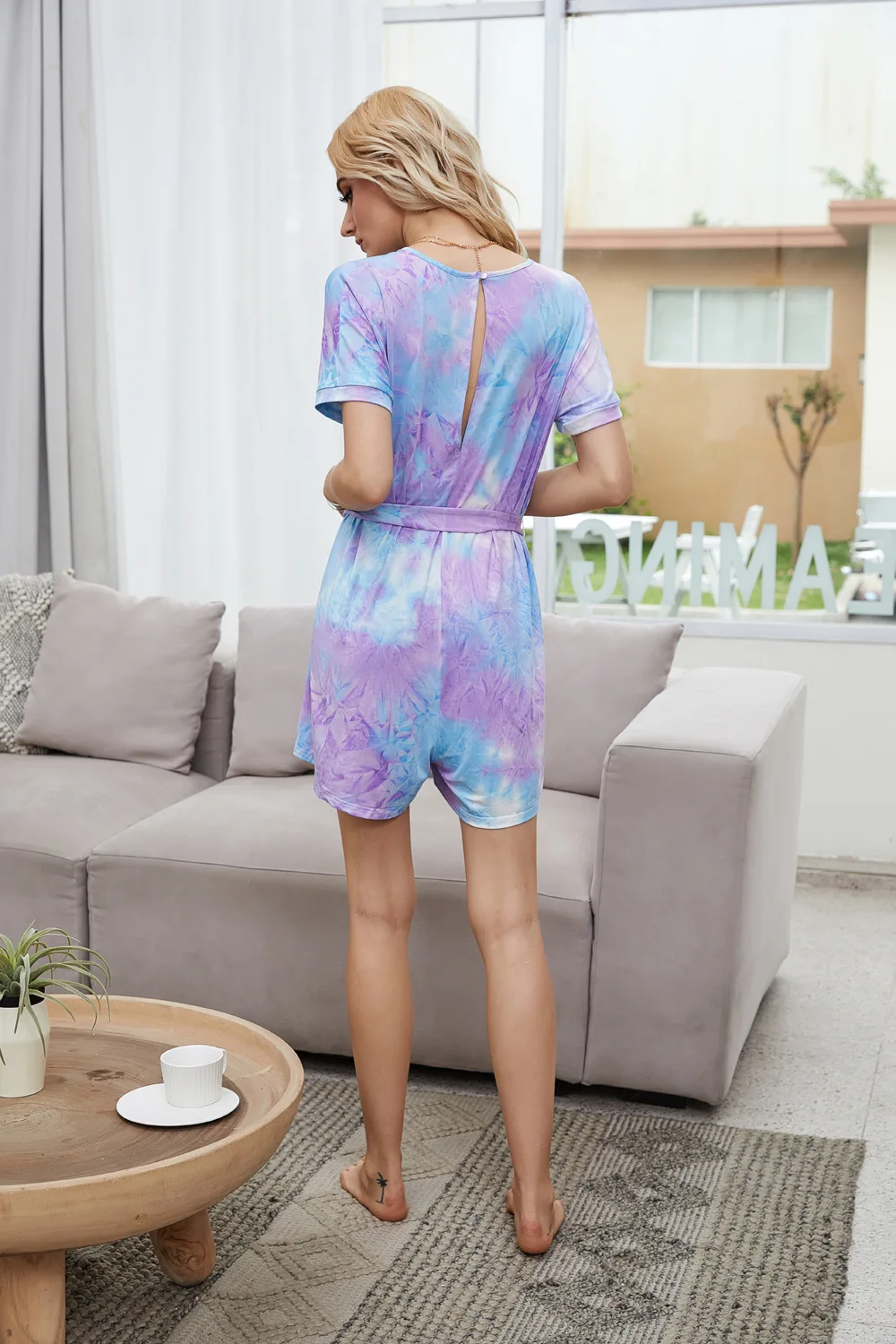 Женский комбинезон с принтом KALENMOS Tie Dye женская домашняя одежда для отдыха пижама