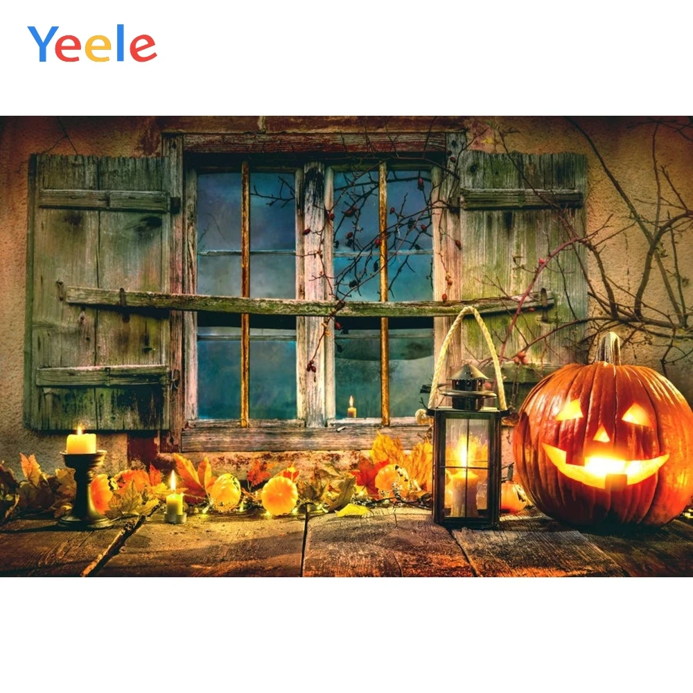 Yeele Фотофон Хэллоуин фонарь-тыква Окна Листья старый деревянный дом Виниловый
