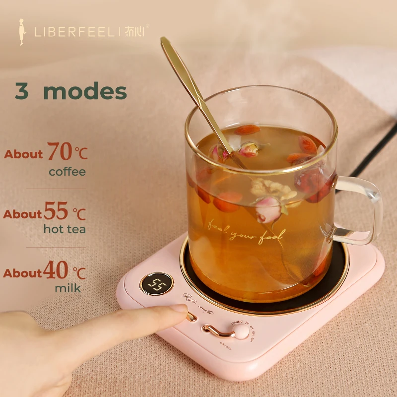 

New Heating Coaster Cup Warmer 70℃ Mug Mat Timed Heating 3 Levels Of Adjustment Constant Temperature For Coffee Milk Tea